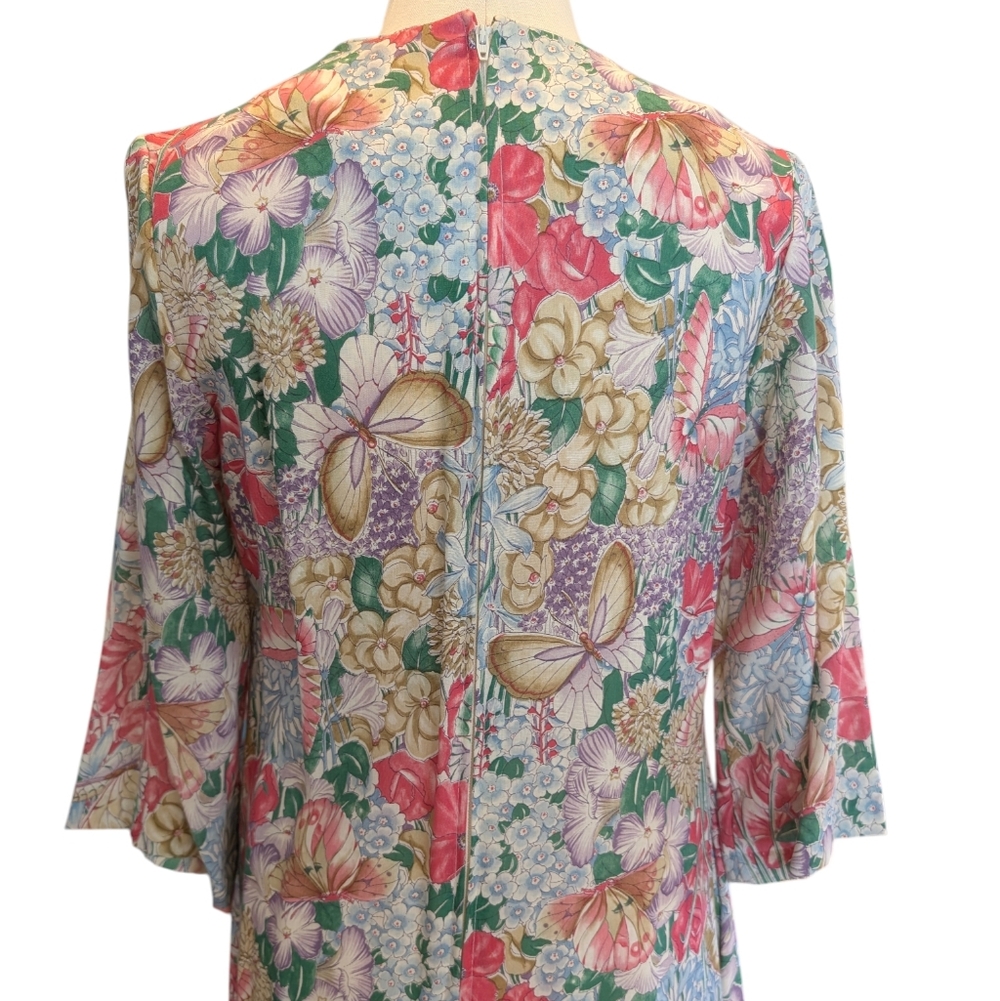 Loungewear By Tiffany 70s Empire Waist Prairie Butterfly Gardens. 11/12. Medium - Picture 16 of 16